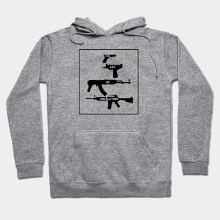 Guns And The Art Of Escalation By Abby Anime(c)(Distressed) Hoodie